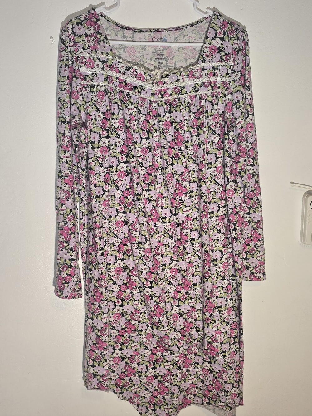 croft & barrow Pink and Green Floral Long-Sleeve Dress